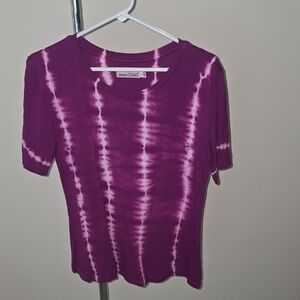 Johnny Was CALMÉ Purple Tie-Dye Short Sleeve Tee